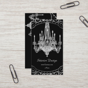Carte De Visite Élégant Design d'intérieur de lustre noir argent