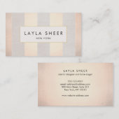 Carte De Visite Elégant Design d'intérieur Rose Gold Stripes (Devant / Derrière)