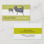 Carte De Visite Élégant Design d'intérieur vert de pois Motif mode (Devant / Derrière)