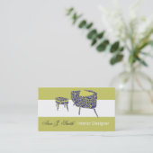 Carte De Visite Élégant Design d'intérieur vert de pois Motif mode (Debout devant)