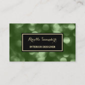Carte De Visite Elégant Design d'intérieur Vert glamour Luxe Bokeh (Devant)
