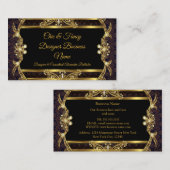 Carte De Visite Elégant design élégant Gold Black Brocade Designer (Devant / Derrière)