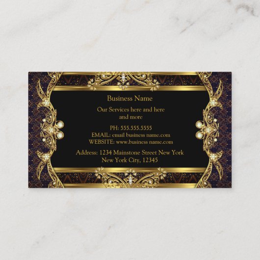 Carte De Visite Elégant design élégant Gold Black Brocade Designer (Dos)