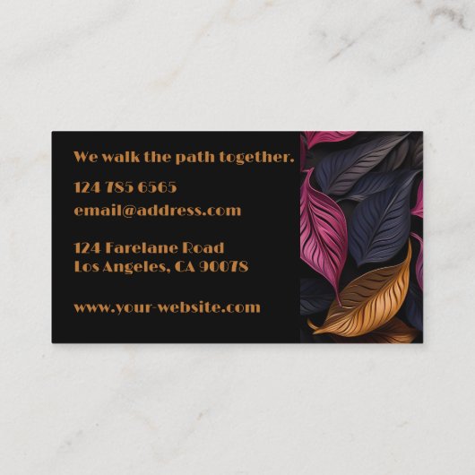 Carte De Visite élégant design feuille foncé (Dos)