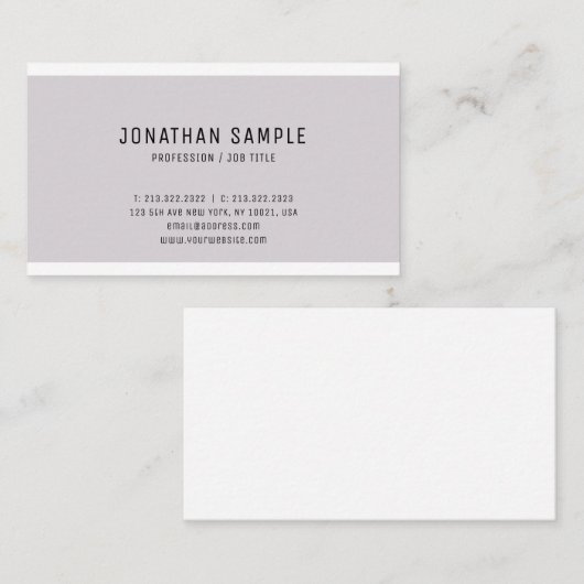 Carte De Visite Elégant design intelligent moderne Plain Professio (Devant / Derrière)