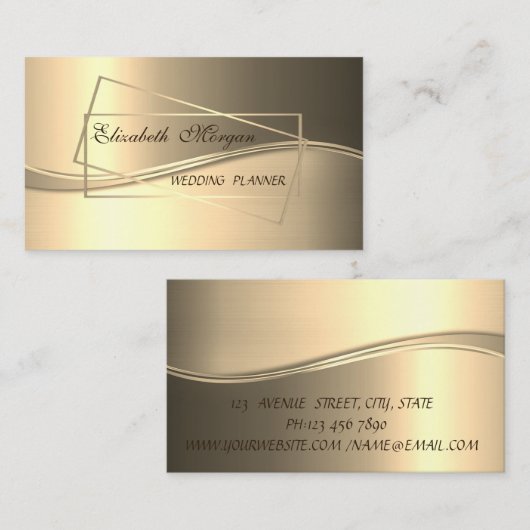 Carte De Visite Elégant Design Luxe Or, Cadre (Devant / Derrière)