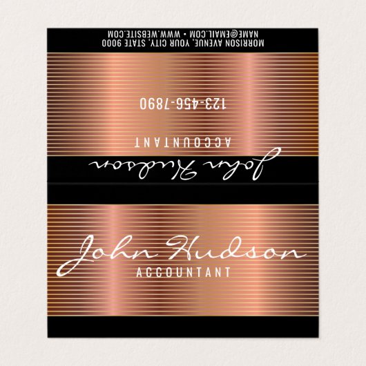 Carte De Visite Élégant design moderne écriture cuivre 3.5x2 (Extérieur déplié)