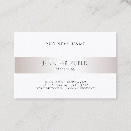 Carte De Visite Elégant Design moderne élégant Silver Plain tendan (Devant)