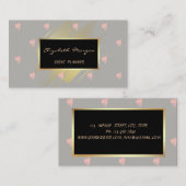 Carte De Visite Elégant Design Moderne, Faux Gold, Stripes, Coeurs (Devant / Derrière)