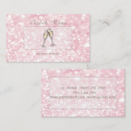 Carte De Visite Élégant Design Moderne Glittery Bokeh, Lunettes (Devant / Derrière)