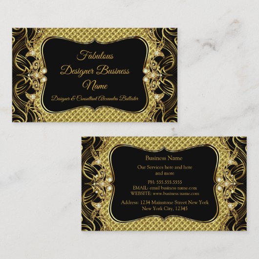 Carte De Visite Elégant design moderne Gold Noir Designer (Devant / Derrière)