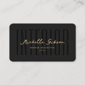 Carte De Visite Elégant design moderne intérieur Monogramme noir (Devant)