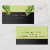 Carte De Visite Elégant Design Moderne, Pois, Feuille Palm (Devant / Derrière)