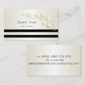Carte De Visite Élégant Design Moderne, Rayé, Fleurs (Devant / Derrière)