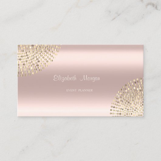 Carte De Visite Élégant Design Moderne Simple, Dots, Or Rose (Devant)