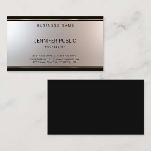 Carte De Visite Élégant Design moderne unique Glamour Plain (Devant / Derrière)