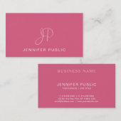 Carte De Visite Elégant Design Monogrammé Tendance Blush Pink Plai (Devant / Derrière)
