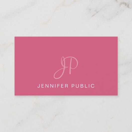 Carte De Visite Elégant Design Monogrammé Tendance Blush Pink Plai (Devant)