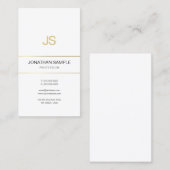 Carte De Visite Elégant Design Monogrammé tendance Gold Striped (Devant / Derrière)