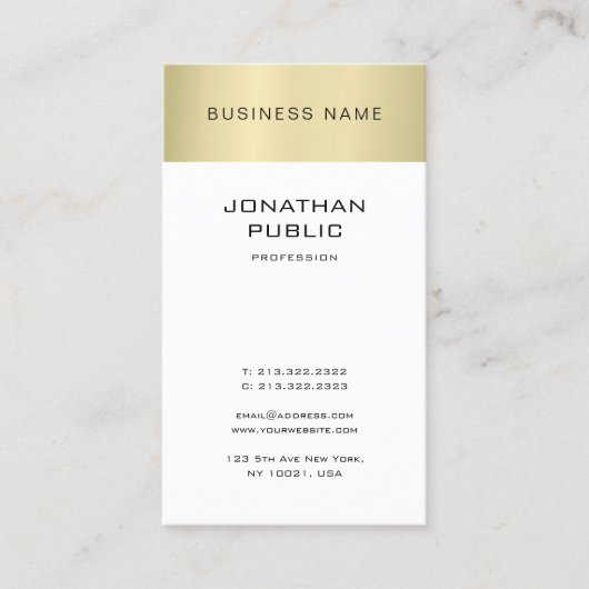 Carte De Visite Elégant Design propre Or look Plain tendance moder (Devant)