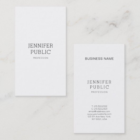 Carte De Visite Elégant Design Propre Professionnel Plain Moderne (Devant / Derrière)