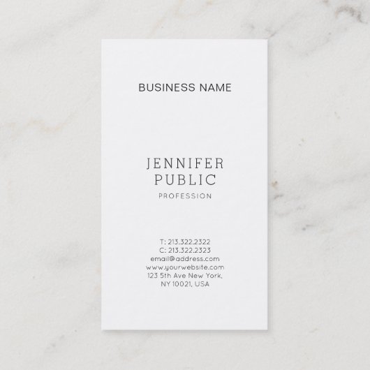 Carte De Visite Elégant Design Propre Professionnel Plain Moderne (Dos)