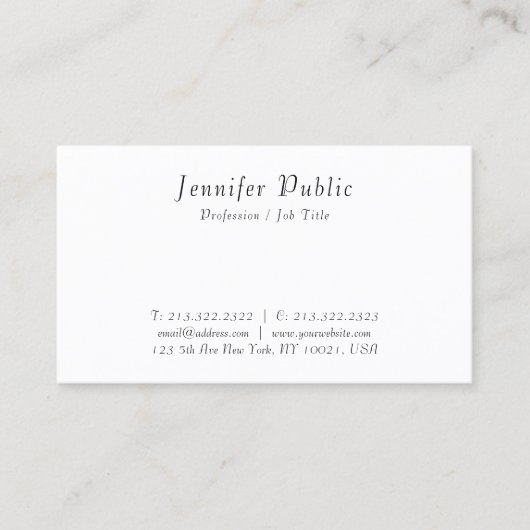 Carte De Visite Élégant Design Simple Écriture Manuscrite Moderne (Devant)