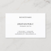 Carte De Visite Elégant Design simple Noir Blanc Modèle moderne (Dos)