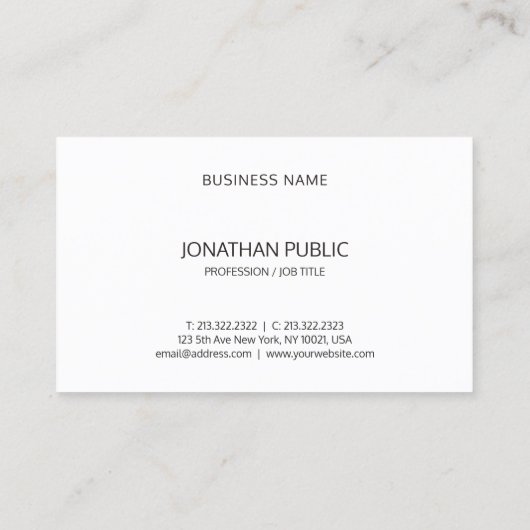 Carte De Visite Elégant Design simple Noir Blanc Modèle moderne (Dos)