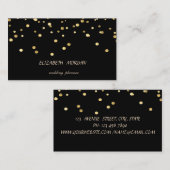 Carte De Visite Élégant Design Simple, Noir Faux Gold Confetti (Devant / Derrière)