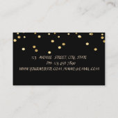 Carte De Visite Élégant Design Simple, Noir Faux Gold Confetti (Dos)