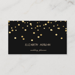 Carte De Visite Élégant Design Simple, Noir Faux Gold Confetti