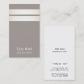 Carte De Visite Elégant Designer Style Faux Satin Taupe rayé (Devant / Derrière)