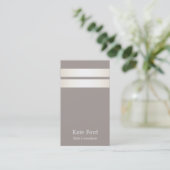 Carte De Visite Elégant Designer Style Faux Satin Taupe rayé (Debout devant)