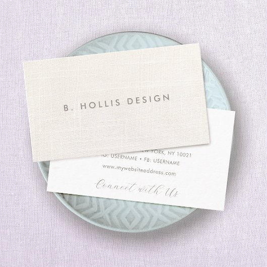 Carte De Visite Elégant Designer White Linen (image)