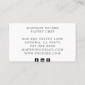 Carte De Visite Élégant Desserts Restauration Pâtisserie Chef Bake (Dos)