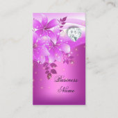Carte De Visite Élégant diamant floral rose (Devant)