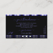 Carte De Visite Élégant Diamants brillants bleus et noirs Initiale (Dos)