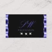 Carte De Visite Élégant Diamants brillants bleus et noirs Initiale (Devant)