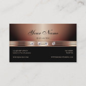Carte De Visite Élégant Diamants brillants noirs et Roses en or (Dos)