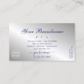 Carte De Visite Élégant Diamants étincelants d'argent bleu avec lo (Dos)