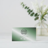 Carte De Visite Élégant Diamants étincelants d'argent vert avec lo (Debout devant)