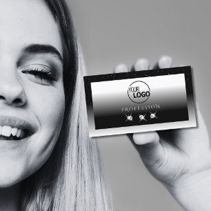 Carte De Visite Élégant Diamants étincelants noirs et blancs avec 