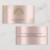 Carte De Visite Elégant Diamants Or Lotus Rose Gold Beauty Salon (Devant / Derrière)