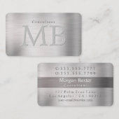 Carte De Visite Élégant do-it-yourself Monogramme, Nom, Acier bros (Devant / Derrière)