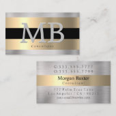 Carte De Visite Élégant do-it-yourself Monogramme, Yel Or brossé a (Devant / Derrière)