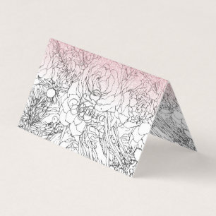 Carte De Visite Élégant Doodle Floral rose Gradient Parties scin