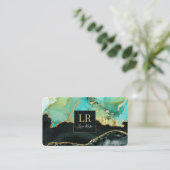 Carte De Visite Élégant double couleur et or Abstrait Liquid Art (Debout devant)