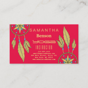 Carte De Visite Elégant Dream Catcher Feathers Yoga Instructor