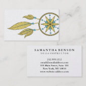 Carte De Visite Elégant Dream Catcher Feathers Yoga Instructor (Devant / Derrière)